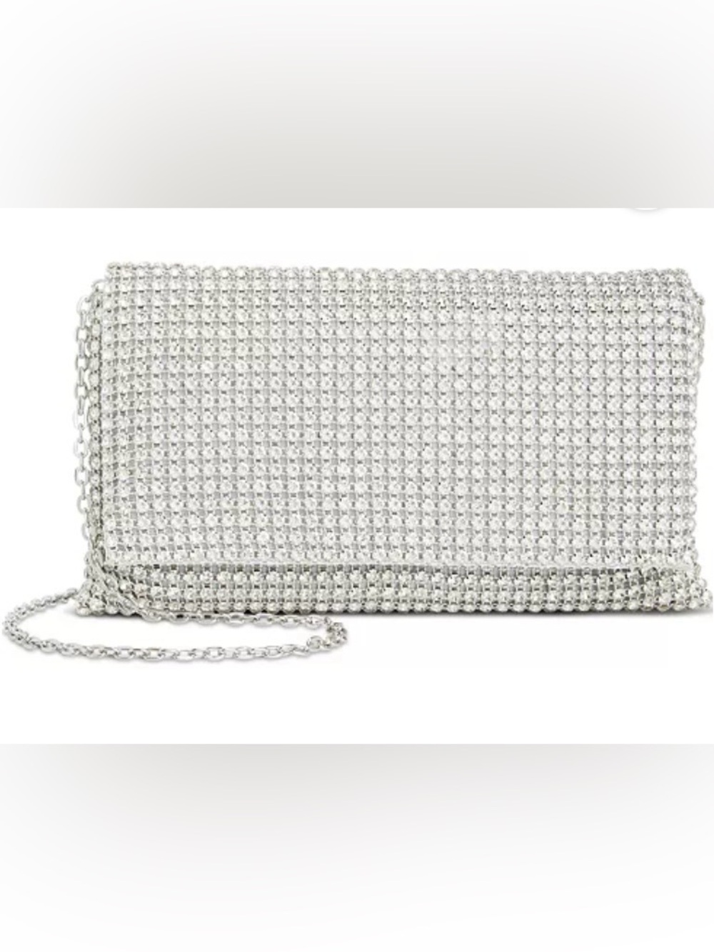 INC International Concepts Silver Crystal Mesh Evening Clutch